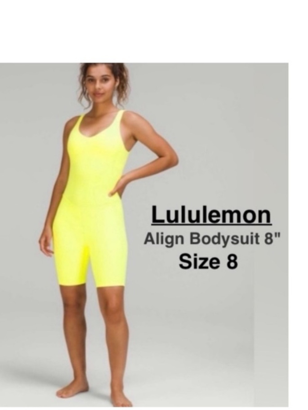 lululemon Align Bodysuit 8" Size 8  Electric Lemon yellow ⭐️⭐️⭐️⭐️